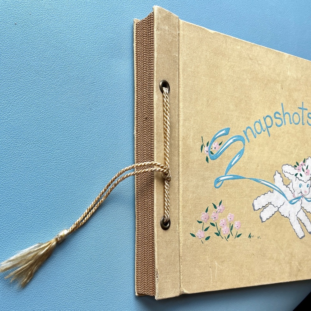 Vintage Photo Album Snapshots Baby Album Lamb Vintage Scrapbook Nursey Baby Gift - Picture 4 of 7